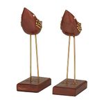 Deco 79 Wood Bird Sculpture, Set of 2 3" W, 10" H, Brown