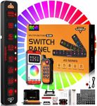 Auxbeam 8 Gang Slim Switch Panel Bluetooth RGB AS-800 with APP&Remote Control Toggle Momentary Pulsed 80A Switch Pod Off Backlight for 12-24V Truck Offroad UTV ATV Car Marine, 2 Years Warranty