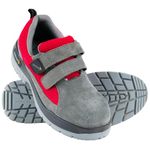 Mallcom Leperm Split Suede Grey and Synthetic Spacer Nylon Red Low Ankle Steel Toe Cap Double Density PU Sole Safety Shoe (Numeric_7)