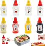 HASTHIP® 8Pcs 25ml Mini Ketchup Bottles for Lunch Bag Refillable Salad Dressing Squeeze Bottles with Nozzle Leaking-proof Sauce bottle dispenser for Ketchup, Honey Mustard, Vinegar