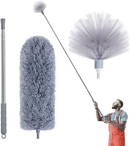 IVYROLL Cobweb Duster with Extension Pole, Spider Web Brush & Ceiling Duster Kit for Cleaning, 100" Microfiber Feather Duster Cleaner with Washable Head for Ceiling Fan, Furniture, Home