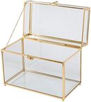 Smart Wyche Large Glass Box Wedding Card Box with Lock for Cosmetic Jewelry Sculpture DIY Mini Garden, Sturdy, 10 L x 5.71 W x 7.88 H - Gold