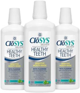 CloSYS Silver Healthy Teeth Anti-Cavity Oral Rinse, 32 Fl Oz (Pack of 3), Fluoride Mouthwash for Adults, Non-Burning, Non-Irritating