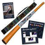 Australian Treasures - Wooden didgeridoo hand-painted including online course Didgeridoo & Circular breathing