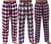 GIVEITPRO 3 Pack -Women Flannel Pajama Pant Pajama Bottoms-100% Cotton Yarn-dye Woven (X-LARGE, Combo A. (Burgundy, Clear, Pink))