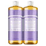 Dr. Bronner’s - Pure-Castile Liquid Soap (Lavender, 946 mL, 2-Pack) - Made with Organic Oils, 18-in-1 Uses: Face, Body, Hair, Laundry, Pets and Dishes, Concentrated, Vegan, Non-GMO