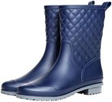 Yvmurain Women's Mid Calf Rain Boots Waterproof Garden Shoes Outdoor Work Blue Size: 10.5