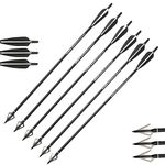 ZSHJG Crossbow Bolts Arrows 20" 22" Carbon Shafts with Changeable Tips for Outdoor Hunting Crossbow 12pcs (20inch)