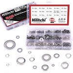 Hilitchi 640-Pcs [8-Size] 304 Stainless Steel Flat Flat Washer and Lock Washer Assortment Set - Size included: M2 M2.5 M3 M4 M5 M6 M8 M10