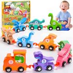 Toys for 1 2 3 Years Boys,Topunny Number Train Toy Dinosaur Toys for Kids Wooden Montessori Toys for 2 3 Year Old,Preschool Educational Toys Birthday Gifts for 1 2 3 Year Old