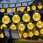 Homehop Solar Outdoor 30 Led Crystal Ball String Light for Home Garden Balcony Terrace Wall Rechargeable Waterproof Decorative Lamp Diwali Decoration Item(6.5M, Pack of 2)