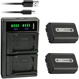 Kastar 2-Pack NP-FH50 Battery and LTD2 USB Charger Replacement for Sony DCR-SR36, DCR-SR37, DCR-SR38, DCR-SR40, DCR-SR42, DCR-SR45, DCR-SR46, DCR-SR47, DCR-SR48, DCR-SR50, DCR-SR52, DCR-SR55