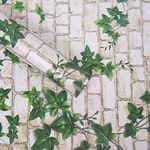 wolpin Wall Stickers DIY Decals Wallpaper (45 x 500 cm) 3D Brick Ivy Vine Self Adhesive PVC Vinyl, Vine White