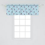 Ambesonne Sport Window Valance Pack of 2, Abstract Lines Background Ice Hockey Pattern Competitive Match Winter Season, Rod Pocket Curtain Valances for Kitchen Bedroom, 54" X 18", Black Blue