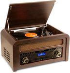 Fenton Nashville Retro Record Player with CD Player, Bluetooth Vinyl Player, Turntable with USB and Bluetooth, DAB+ Radio | Digital Radio, Vinyl to MP3 Converter Encoder | Retro Record CD Player Combo