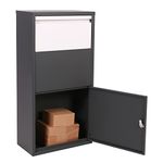 DWD® Parcel Drop Box Large Stylish Grey with White Hatch Door Outdoor Weatherproof Secure Mail Premium Parcel Lockable Postbox H 82 x L 44 x W22 cm Save your time waiting in, Never miss parcels again