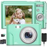 Digital Camera, Bofypoo Autofocus Kids Vlogging Camera FHD 1080P 48MP with 32GB Card, 16X Zoom Point and Shoot Digital Camera with Battery Charger, Compact Camera for Teens,Beginners (Light Green)