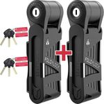 FoldyLock Mini Folding Bike Locks - Set of 2 Matching Bike Locks with 6 Identical Keys - Patented Lightweight Heavy Duty Anti Theft Locks with Carrying Cases for Bicycles and E-Bikes - 29.5 inch