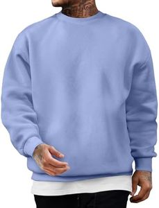 JMIERR Men's Fleece Cotton Crewneck Sweatshirt Thick Loose fit Soft Basic Pullover Sweatshirt Big and Tall, 5X-Large, Sky Blue