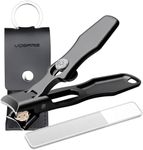 VOGARB Toe Nail Clippers for Thick Nails for Seniors, Wide Jaw Opening Ultra Sharp No Splash Nail Clippers for Men Heavy Duty Stainless Steel (Black)