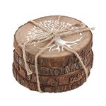 Something Different TL_02531 Rustic Tree of Life Wood Slice Coaster Set-Perfect Table Decor & Protection, MDF