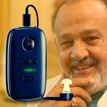 Aika AK-690 16 Channels Digital Rechargeable Pocket Model Hearing Aid Machine Sound Amplifier for Old Age with Active Noise Cancellation Features (Blue, Single Ear)