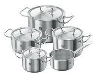 Zwilling Twin Classic 5-piece Saucepan Set, with 4 Lids, Suitable for Induction, Stainless Steel, 48 x 38 x 28 cm, Silver