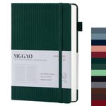 MGGAO A5 Ruled Journal 100 GMS Lined Thick Paper with 188 Numbered Pages Premium Leather Hardcover Notebook for Personal Writing Study Office Travel Recording (Striped Green,Ruled)