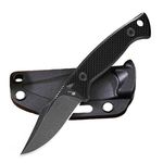 YF SMART Compact 2.4' Fixed-blade Knife With D2 Stainless Steel, Dark Stonewash Finish, K Sheath, Belt Mount, And Superior G-10 Handle Scales For A Comfortable, Convenient Carry (Black)