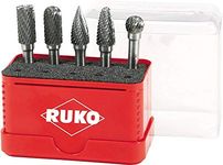 RUKO Tungsten Carbide Totary Burr Set in Mini-Box, Bright Finish, 5 Pieces, R116004