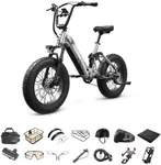 PUCKIPUPPY Corgi Electric Bike for Adults 960W, 48V 20Ah Battery Ebike, New Longitudinal Suspension Ebike, 20'' Fat Tire Full Suspension Mountain E Bike, 28MPH & 80Miles Range, LCD Display, 7 Speed