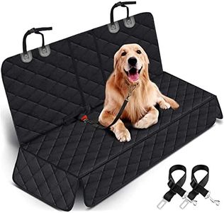 Upgraded Dog Car Seat Cover for Pets, 100% Waterproof Pet Dog Seat Cover Nonslip Bench Seat Covers Armrest Compatible for Back Seat Universal Size for Cars, Pickup Trucks, SUVs (2 Pet Seat Belts Gift)