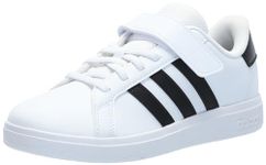 adidas Unisex-Kids Grand Court 2.0 Elastic Lace, White/Black/White, 1