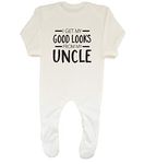 Shopagift Baby I Get My Good Looks from my Uncle Sleepsuit Romper White