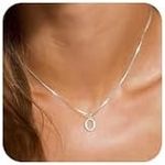 RLMOON Silver Initial Necklace for 