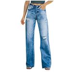 Buetory Plus Size Jeans for Women Classic High Waist Bell Bottom Flare Jeans Stretch Fit Bootcut Straight Jean Denim Pants, 3 Blue, L