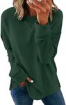 Saloogoe Womens Tops Trendy 2024 Long Sleeve Loose Fit Tunic Sweatshirts Sweaters Christmas Green XL