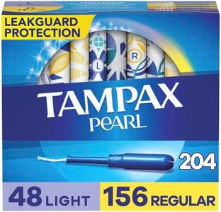 Tampax Pearl Tampons Multipack, Light/Regular Absorbency, With Leakguard Braid, Unscented, 34 Count X 6 Packs (204 Count Total)