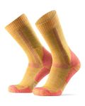 DANISH ENDURANCE Merino Wool Hiking Socks, Anti-Blister Padding, Moisture-Wicking, for Men & Women, Yellow, Medium