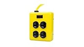 Yellow Jacket Power Supply Adapter Block with 4 Outlets and Lighted Switch (4 Ft Cord, Yellow)