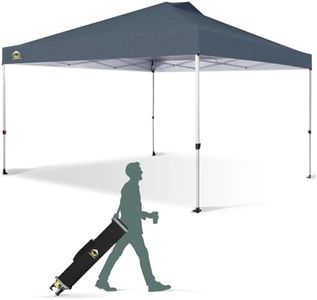 CROWN SHADES 12x12 Pop Up Canopy - Beach Tent with One Push Setup - Easy Outdoor Sun Shade Shelter for Events, Parties - Gazebo with STO-N-Go Cover Bag, Silver Coated Top, Grid Grey
