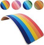 SmartToys4U Wooden Balance Board Rainbow Wobble Board for Kids Toddler Curvy Board Yoga Board Fitness Board for Adult Montessori Waldorf Toy Baby Rocker Sensory Board Indoor Outdoor Toys