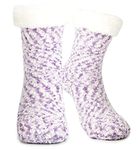 Tolumo Slipper Socks for Women Men Heat Holding Fluffy Sock Knitted Socks Fuzzy Bed Slippers One Size Non Slip DDS01 Purple