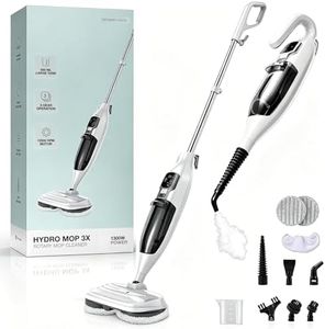 All-in-One Steam Mop with Swivel Steering, Powerful Stain Remover, 3 Steam Settings 550ml Tank, Electric Floor Scrubber Machine Detachable Steam Cleaner Mop for Hardwood Floors, Tile, Windows