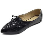 Ollio Women's Ballet Shoe Flat Enamel Pointed Toe Oxford(8.5 B(M) US, Enamel)