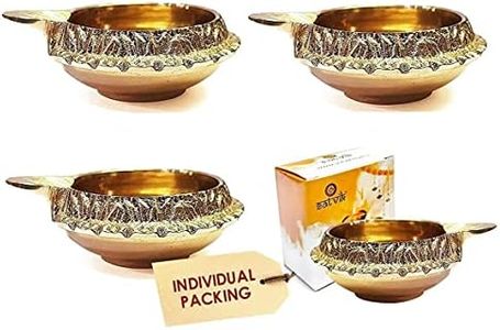 KUBER Diya. Pure Virgin Brass Diwali Puja Diya. Indian Pooja Oil Lamp Dia. 2.5 Inch Deepawali Diya/Oil Lamp/CandleTea Light Holder/Diwali/Christmas Decoration (6 PC Set).Indian Gift Items.