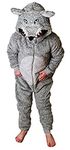 Onesie for Boys or Girls Fluffy Grey Wolf with Tail -Animal Costumes AllinOnes in Kids Age 5-6 Years WOLF N