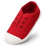 Unisex Kids Canvas Shoes Toddlers Sneakers Breathable Slip-on Trainers Pumps Plimsoles for Boy and Girls Red UK6