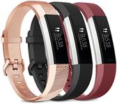 3 Pack Bands Compatible with Fitbit Alta/Alta HR Band, Soft Sport Silicone Adjustable Replacement Wristbands for Women Men (Large, Rose Gold+Black+Wine Red)