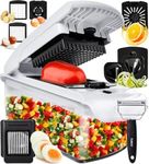 9-in-1 Deluxe Vegetable Chopper Onion Chopper Food Chopper Manual Spiralizer - Multifunctional Vegetable Cutter Veg Onion Dicer Salad Chopper Potato Cutter - Juicer Egg Slicer Yolk Separator Peeler